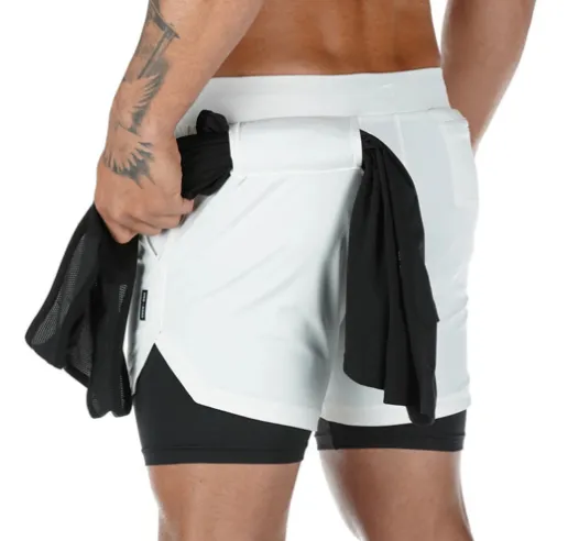 2 in 1 Men Casual Fitness Best Quick Dry Shorts