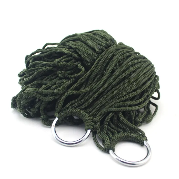 9 Strand Nylon Rope Hammock Portable Camping Leisure Mesh Hammock(Military Green)