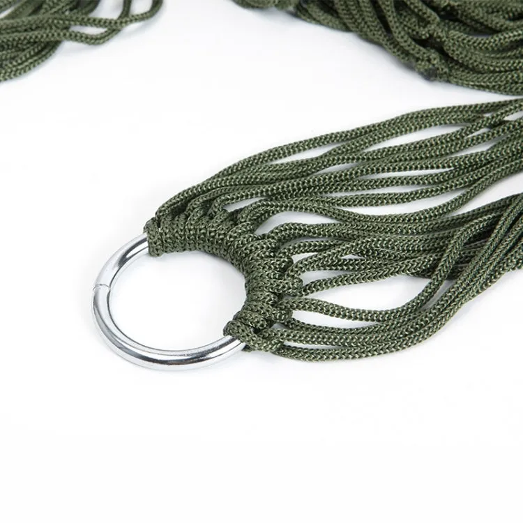 9 Strand Nylon Rope Hammock Portable Camping Leisure Mesh Hammock(Military Green)