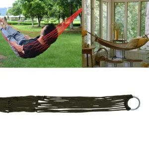 9 Strand Nylon Rope Hammock Portable Camping Leisure Mesh Hammock(Military Green)