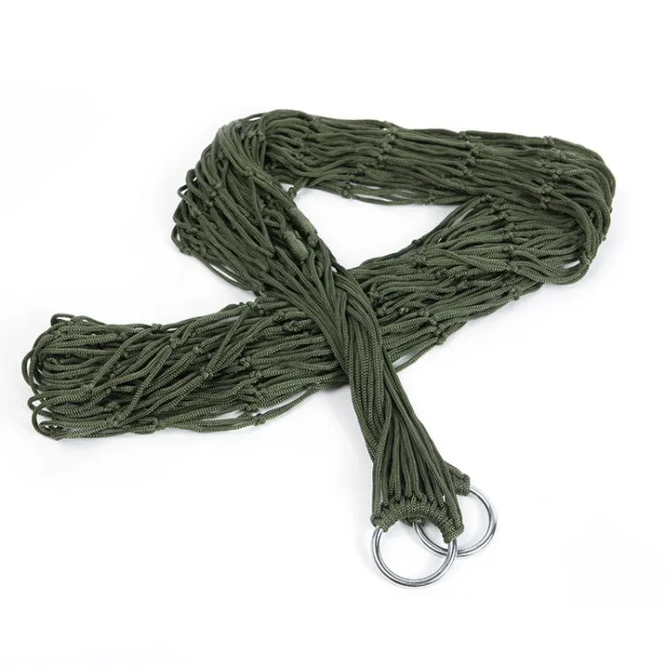 9 Strand Nylon Rope Hammock Portable Camping Leisure Mesh Hammock(Military Green)