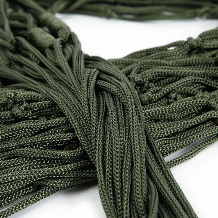 9 Strand Nylon Rope Hammock Portable Camping Leisure Mesh Hammock(Military Green)