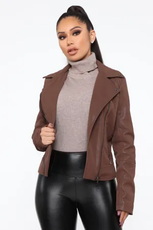 Bad Blood Vegan Leather Jacket - Brown/Pink