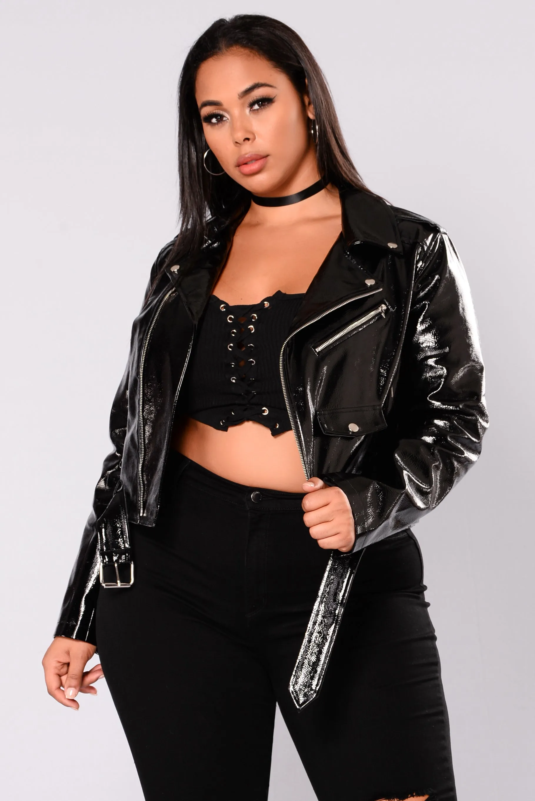 Better Work It Patent Leather Jacket - Black