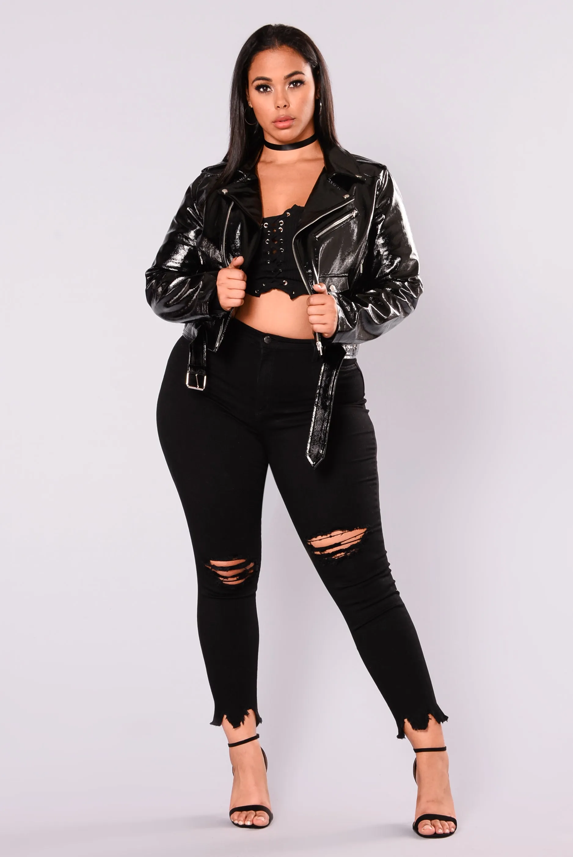 Better Work It Patent Leather Jacket - Black