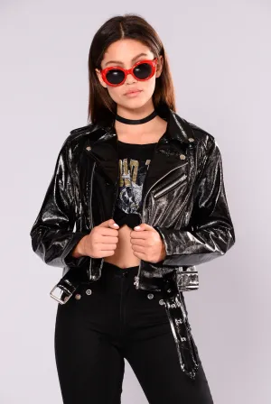 Better Work It Patent Leather Jacket - Black