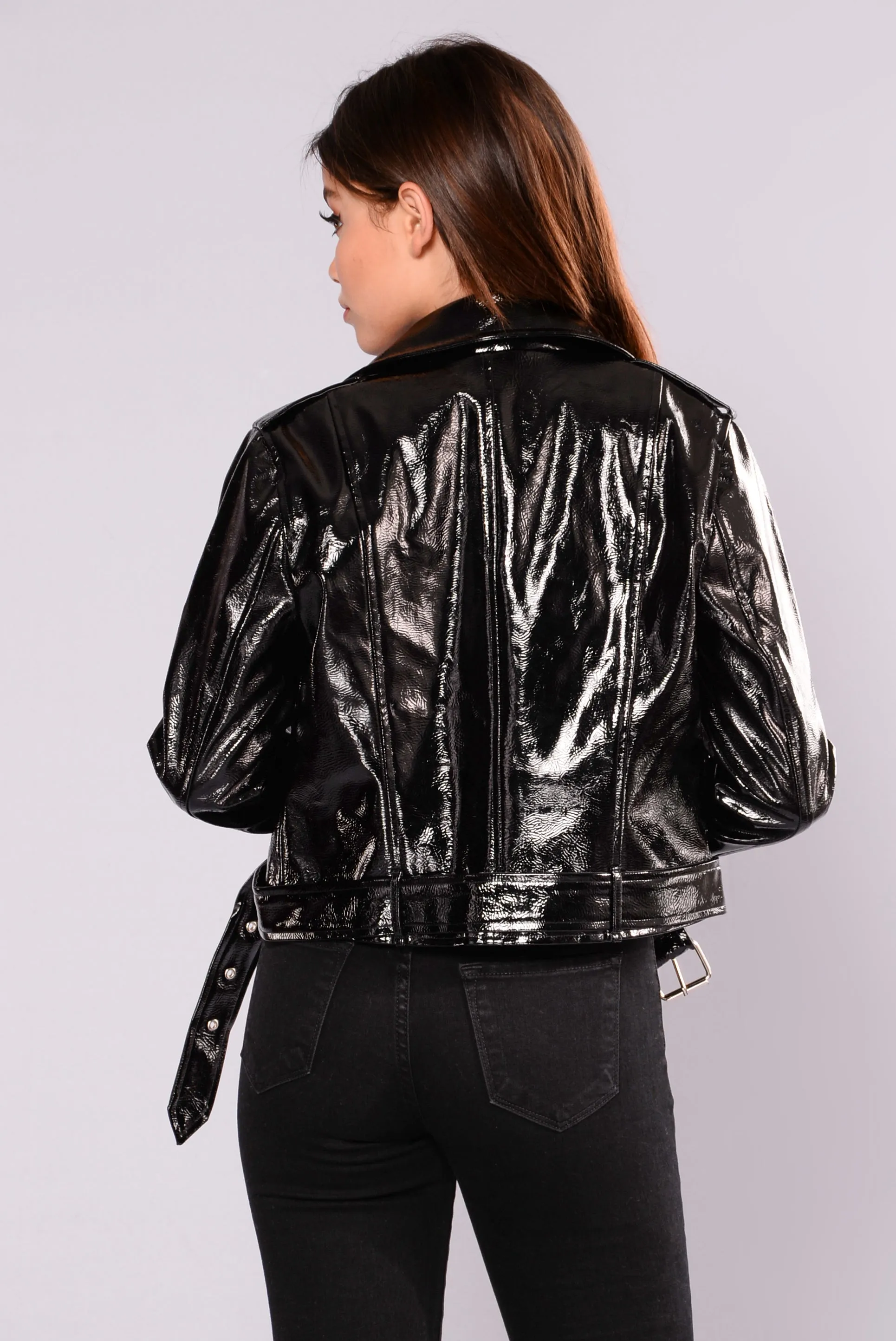 Better Work It Patent Leather Jacket - Black