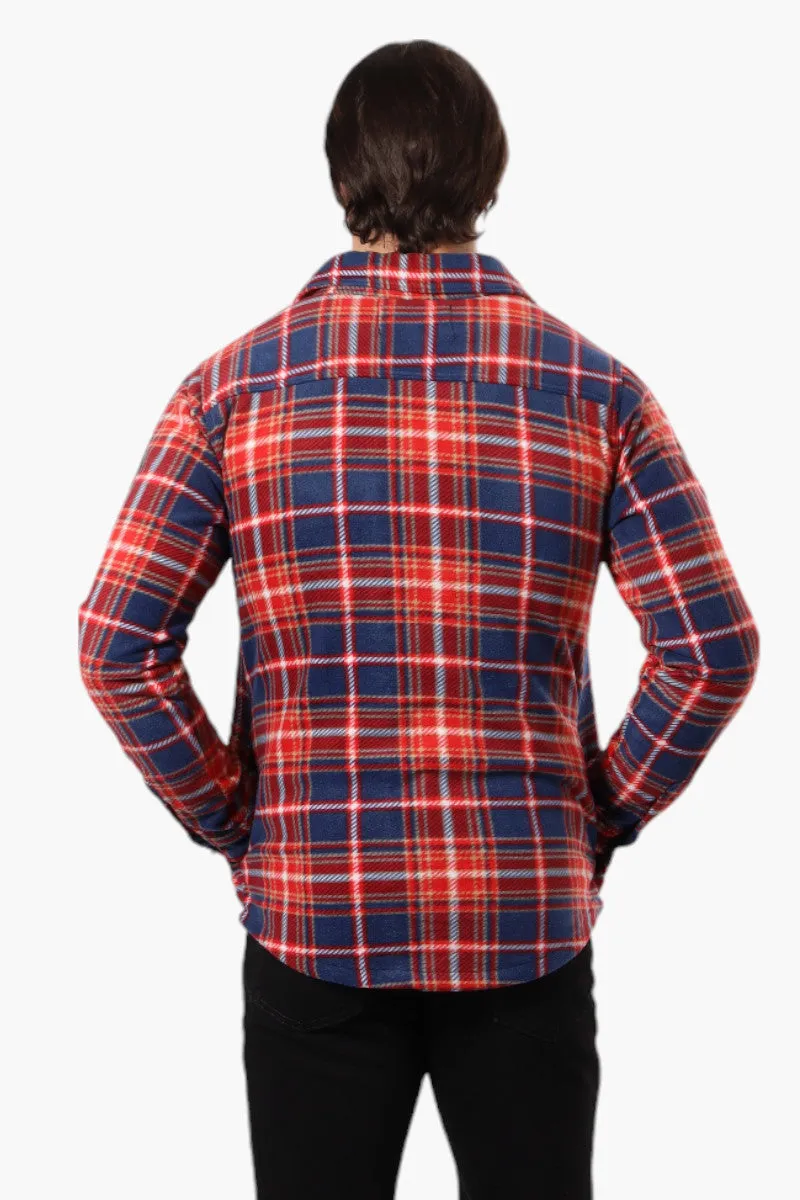 Canada Weather Gear Plaid Fleece Button Up Shacket - Navy