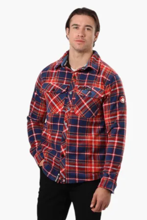 Canada Weather Gear Plaid Fleece Button Up Shacket - Navy