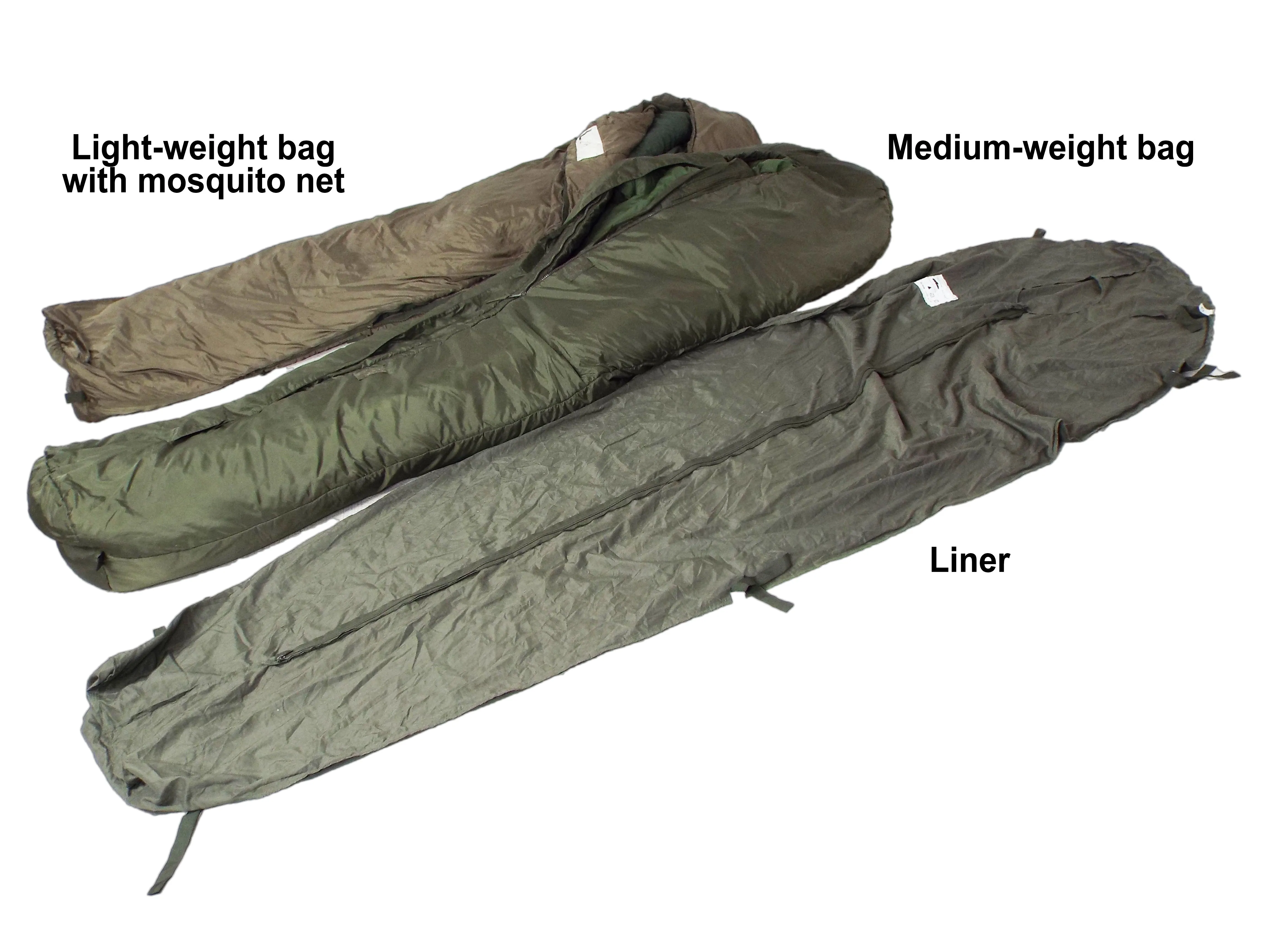 COMBO - Dutch NATO Military - Four Season/Arctic modular (light weight and medium weight sleeping bags system - and string carry sack