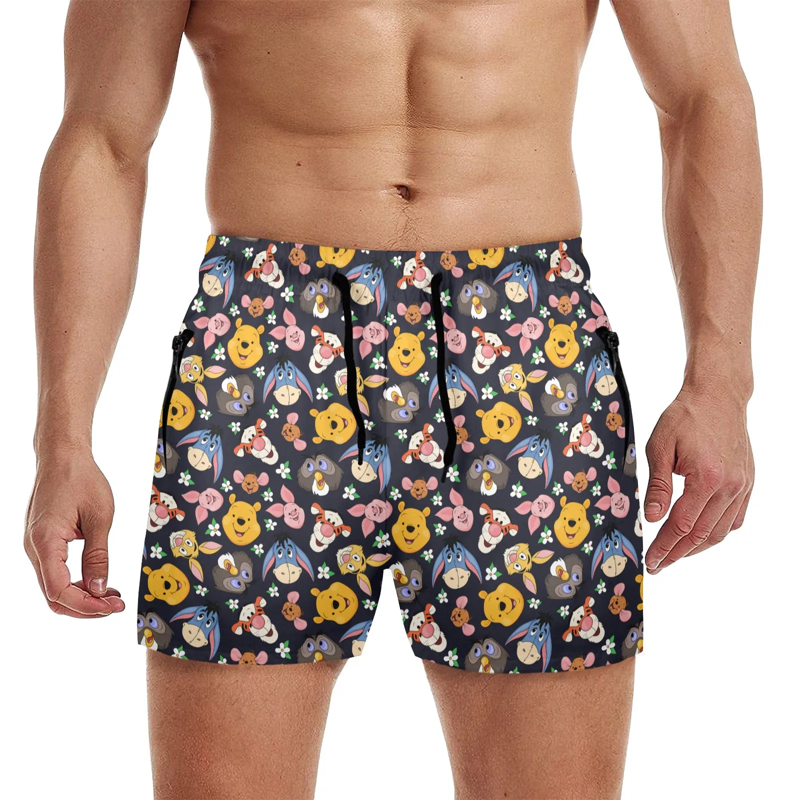 Disney Winnie The Pooh Hundred Acre Wood Friends Men's Quick Dry Athletic Shorts