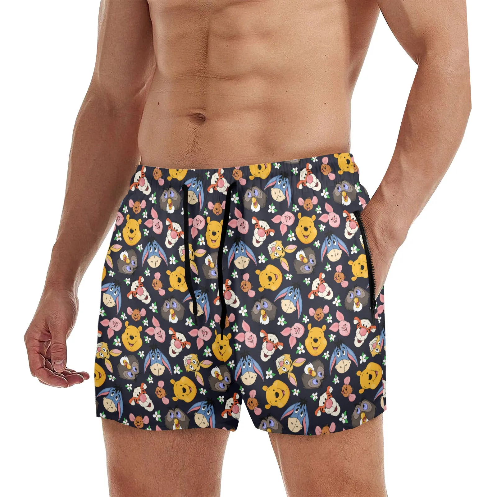 Disney Winnie The Pooh Hundred Acre Wood Friends Men's Quick Dry Athletic Shorts