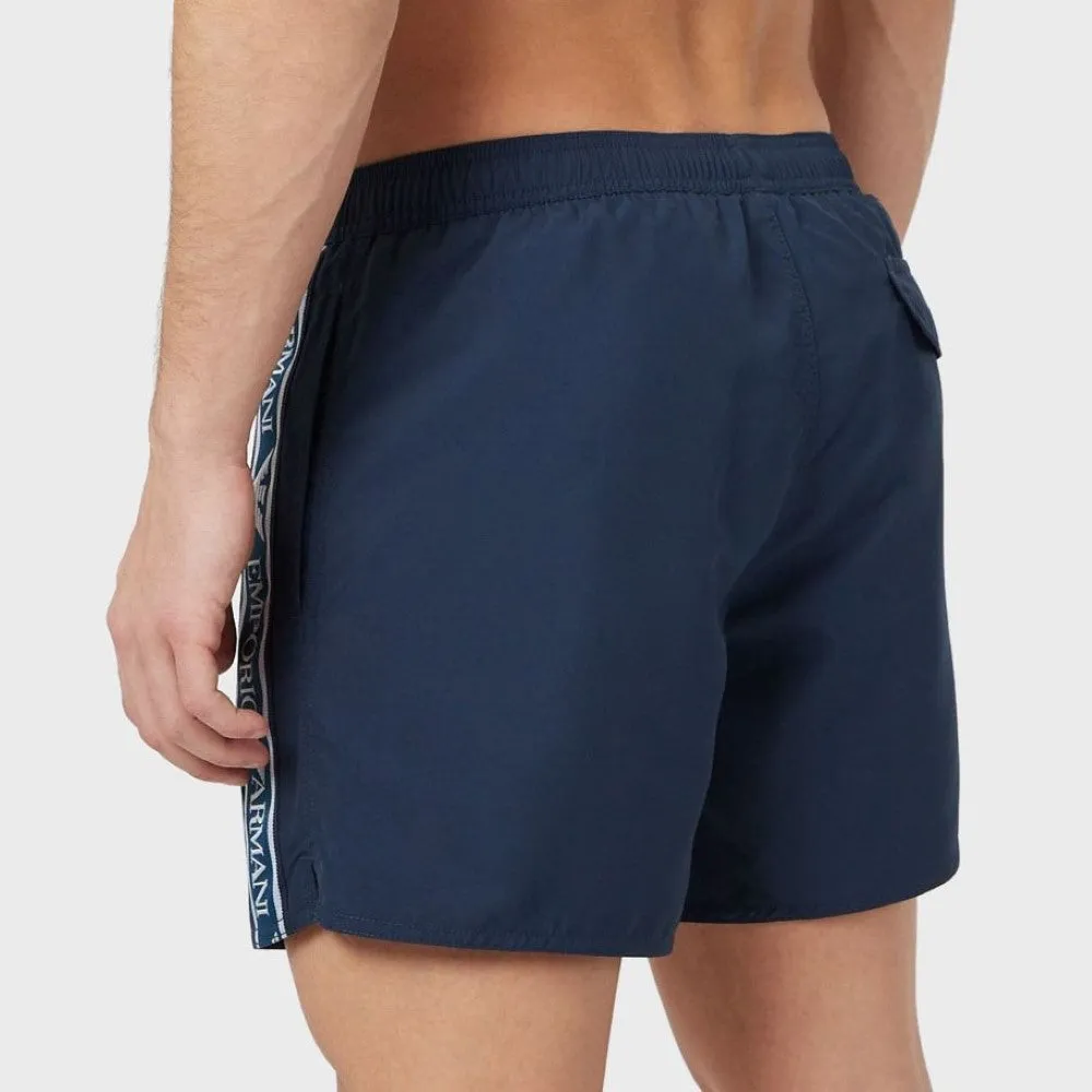 Emporio Armani Swimwear Mens Logo Boxer Swim Shorts with Piping - 1P443 211740