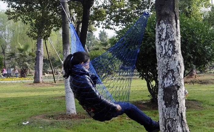 Hanging Nylon Mesh Rope Hammock Sleeping Hanging Bed (Dark Blue)