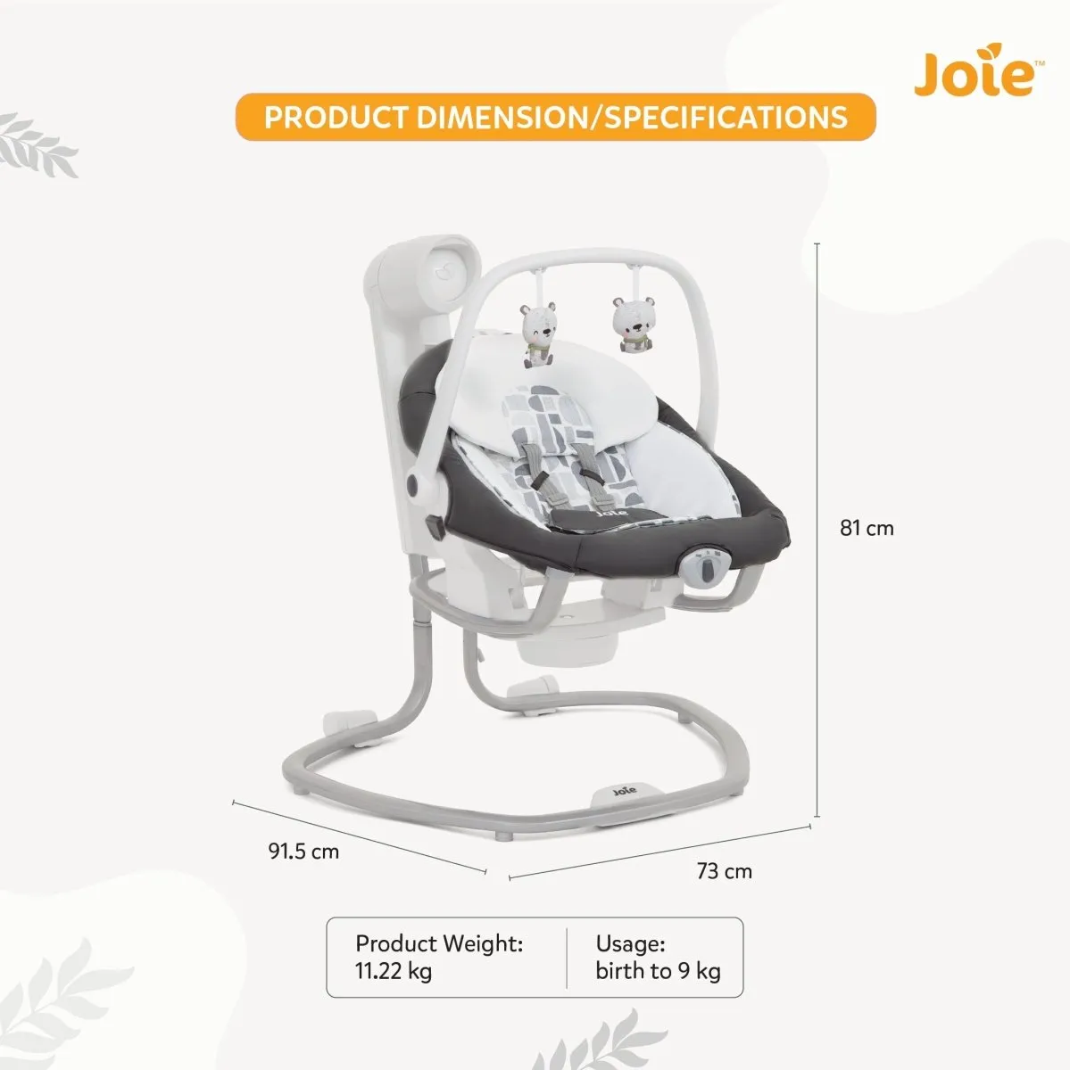 Joie Serina 2 in1 Portable Swing- Logan