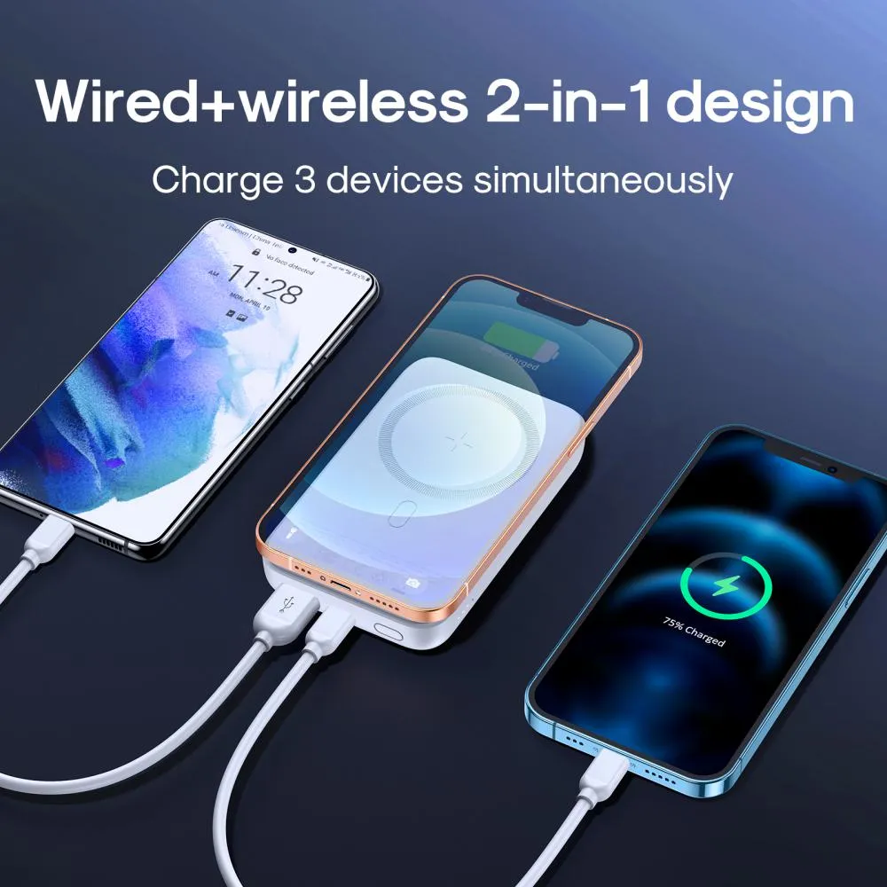 Joyroom Jr-W020 Magnetic Wired   Wireless 2-In-1 Design Wireless Power Bank 10000mah