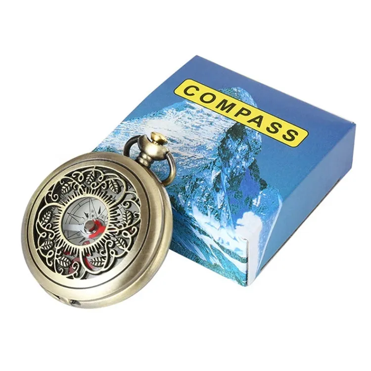 Nisa J35B Retro Pocket Watch Hollow Flip Compass