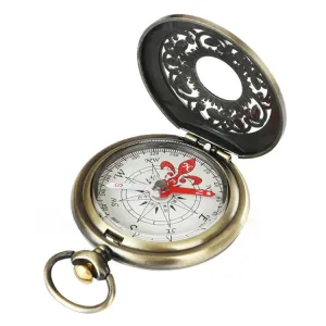 Nisa J35B Retro Pocket Watch Hollow Flip Compass