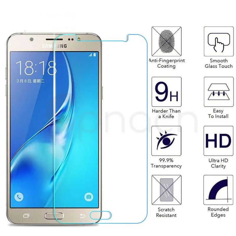 Premium Tempered Glass on the For Samsung Galaxy J3 J5 J7 2015 2016 2017 J2 J4 J6 J8 2018 Screen Protector Protective Glass Film