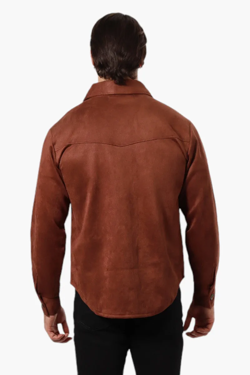 Urbanology Button Up Suede Lightweight Jacket - Brown